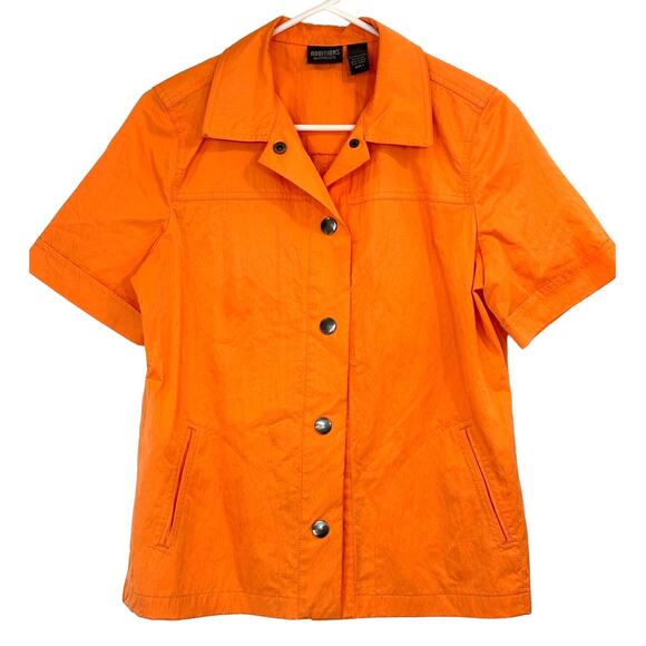 Additions by Chico's Women's Orange Short Sleeve Snap Button Up Shirt 1/Medium - Picture 1 of 9